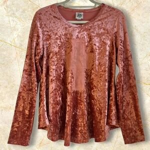 Ivy Jane Crushed Velvet-like Top Cross Medium Peachy/Pink EUC